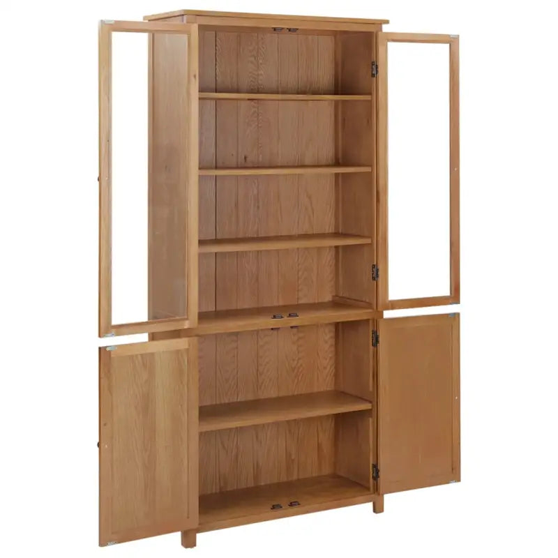 Vintage boekenkast met massief eikenhout en glazen deuren - 1 / 200 cm - Boekenkasten
