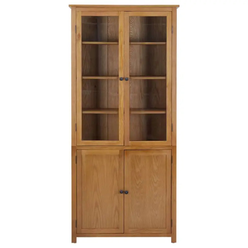 Vintage boekenkast met massief eikenhout en glazen deuren - 1 / 200 cm - Boekenkasten