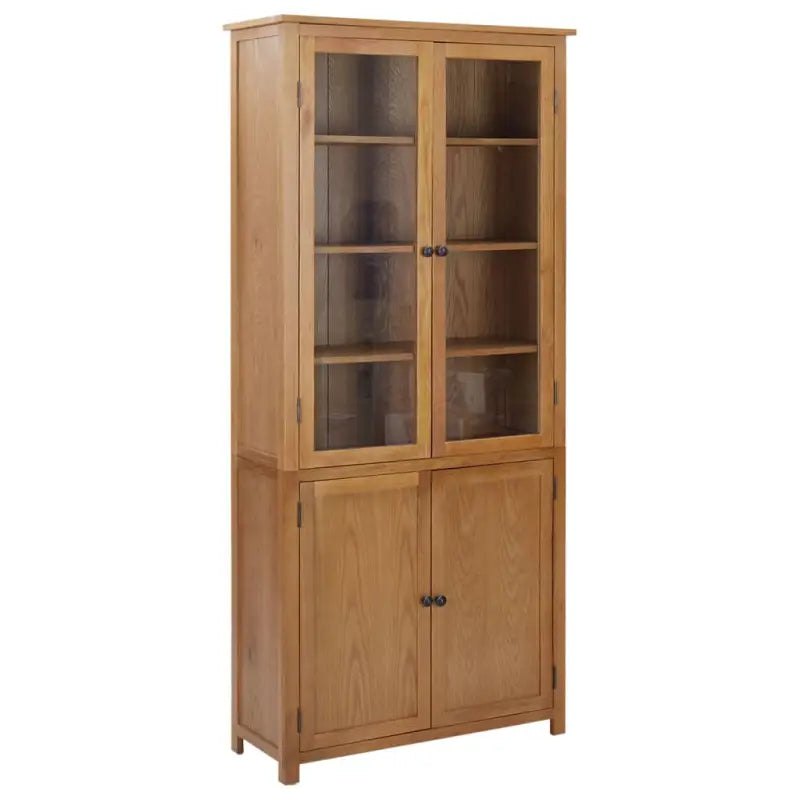 Vintage boekenkast met massief eikenhout en glazen deuren - 1 / 200 cm - Boekenkasten