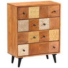 Vintage houten ladekast van massief acaciahout met metalen details - 60 x 30 x 75 cm / 1 - Commodes & ladekasten