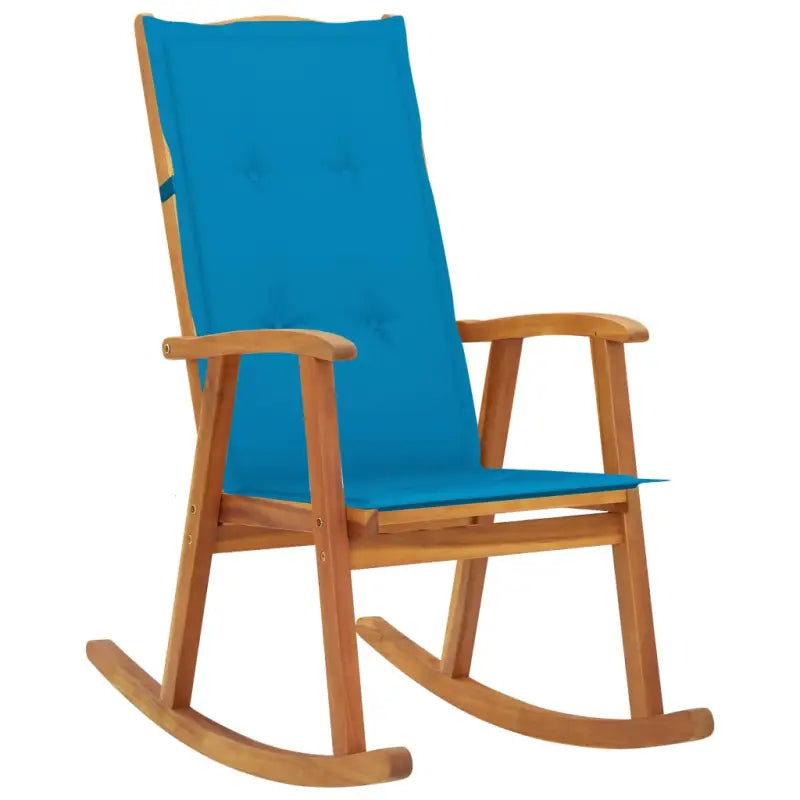 Vintage houten schommelstoel van massief acaciahout met elastische band - Blauw / 120 x 50 x 3 cm / 1 - Tuinstoelen