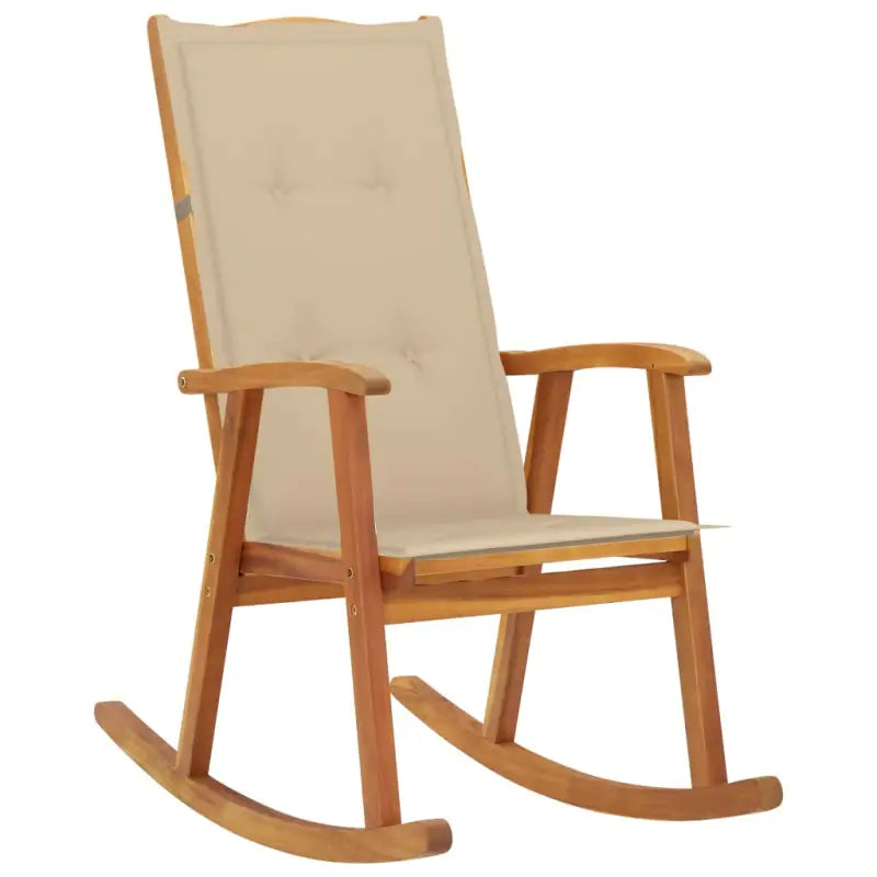 Vintage houten schommelstoel van massief acaciahout met elastische band - Beige / 120 x 50 x 3 cm / 1 - Tuinstoelen