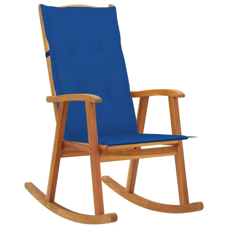 Vintage houten schommelstoel van massief acaciahout met elastische band - koningsblauw / 120 x 50 x 3 cm / 1