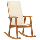 Vintage houten schommelstoel van massief acaciahout met elastische band - Crème / 120 x 50 x 3 cm / 1 - Tuinstoelen