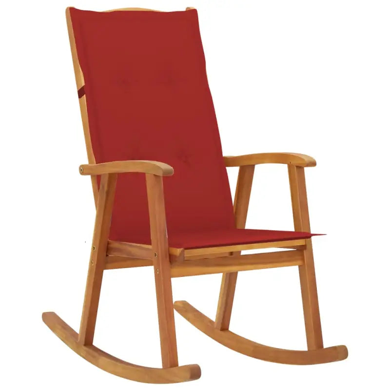 Vintage houten schommelstoel van massief acaciahout met elastische band - Rood / 120 x 50 x 3 cm / 1 - Tuinstoelen