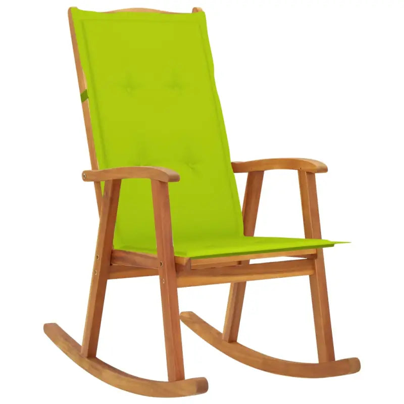 Vintage houten schommelstoel van massief acaciahout met elastische band - Heldergroen / 120 x 50 x 3 cm / 1