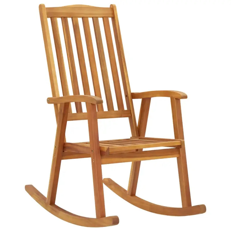 Vintage houten schommelstoel van massief acaciahout met elastische band - Tuinstoelen