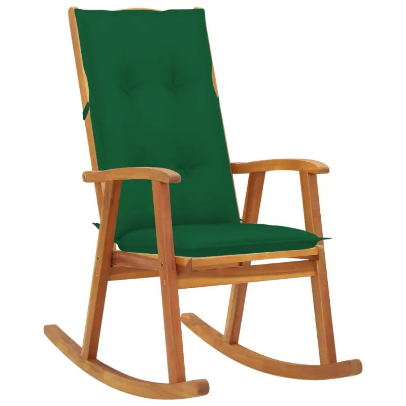 Vintage houten schommelstoel van massief acaciahout met elastische band - Groen / 120 x 50 x 7 cm / 1 - Tuinstoelen