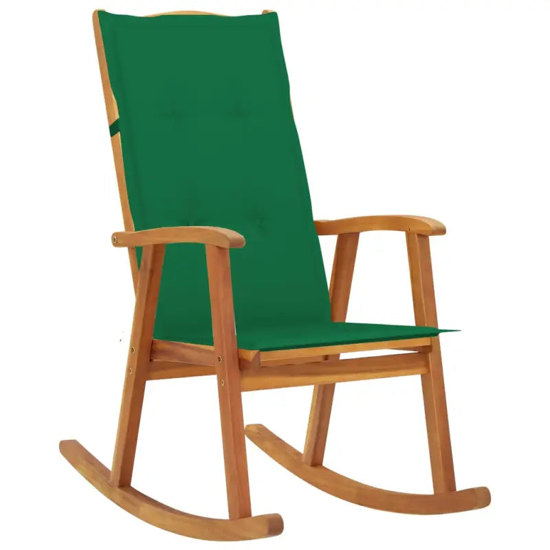 Vintage houten schommelstoel van massief acaciahout met elastische band - Groen / 120 x 50 x 3 cm / 1 - Tuinstoelen