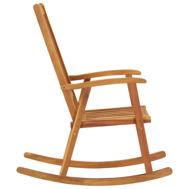 Vintage houten schommelstoel van massief acaciahout met elastische band - Tuinstoelen