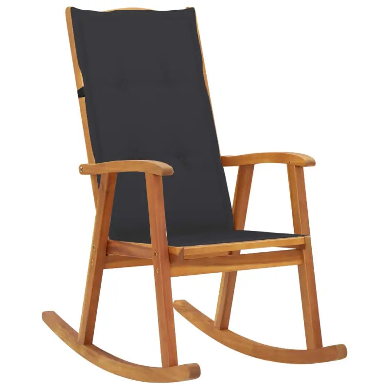 Vintage houten schommelstoel van massief acaciahout met elastische band - Antraciet / 120 x 50 x 3 cm / 1 - Tuinstoelen