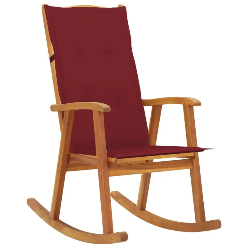 Vintage houten schommelstoel van massief acaciahout met elastische band - Wijnrood / 120 x 50 x 3 cm / 1 - Tuinstoelen