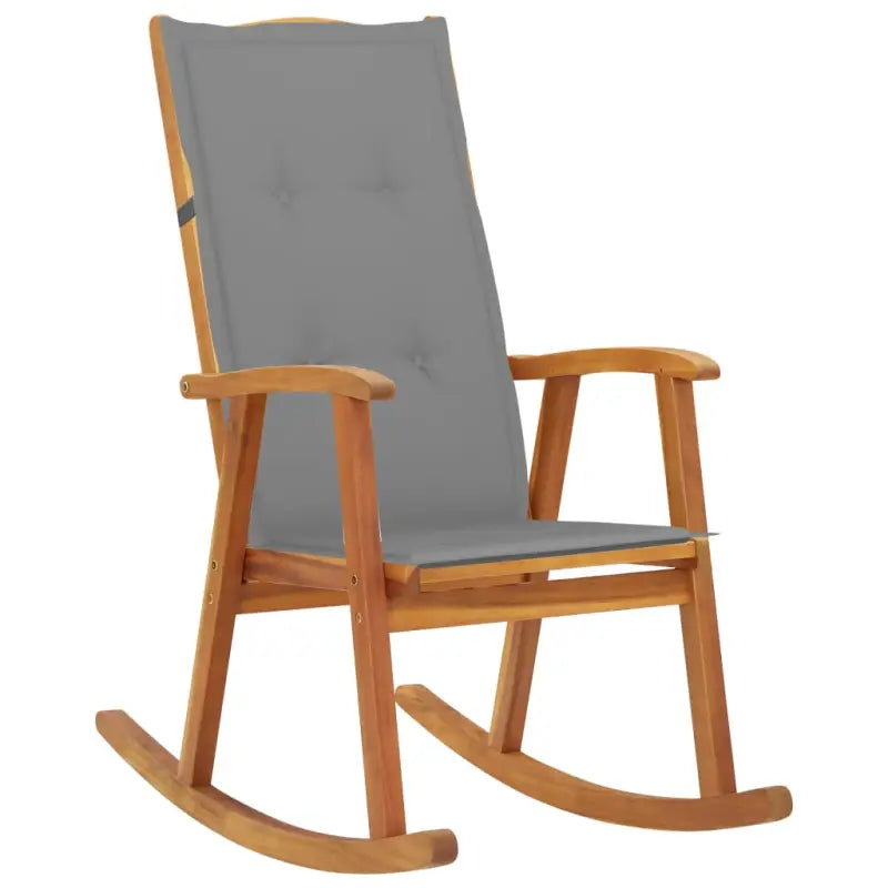 Vintage houten schommelstoel van massief acaciahout met elastische band - Grijs / 120 x 50 x 3 cm / 1 - Tuinstoelen