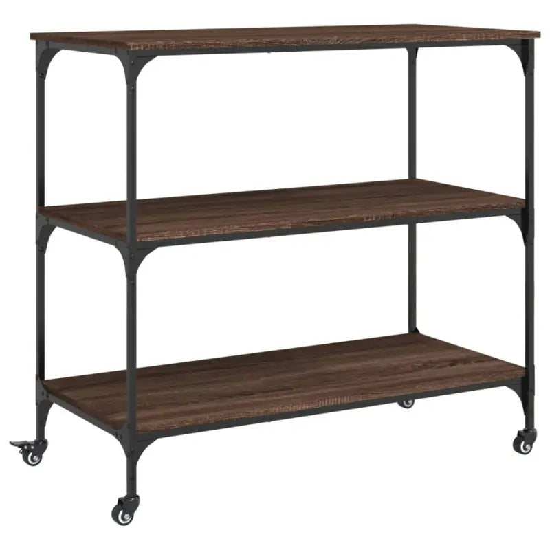 Vintage keukentrolley van bewerkt hout met extra opbergruimte - Keukentrolleys