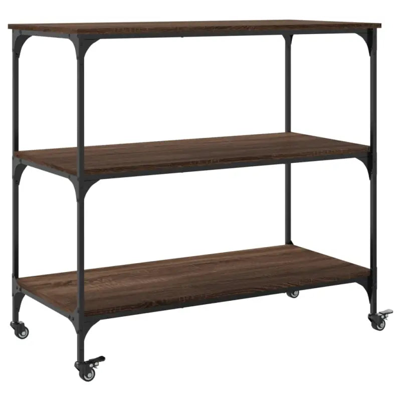 Vintage keukentrolley van bewerkt hout met extra opbergruimte - Keukentrolleys