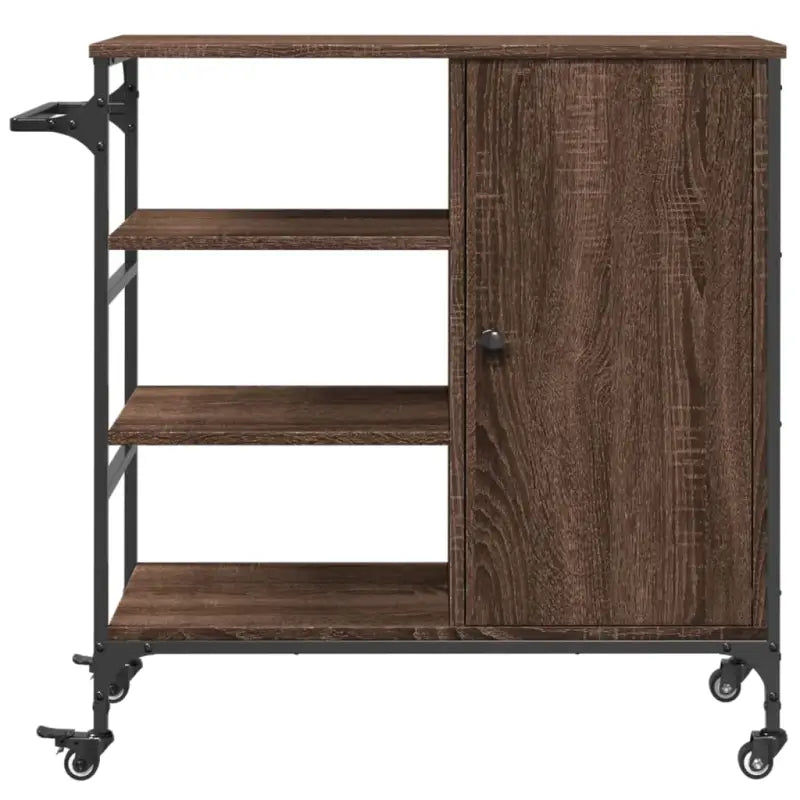 Vintage keukentrolley van bewerkt hout met opbergruimte - Keukentrolleys