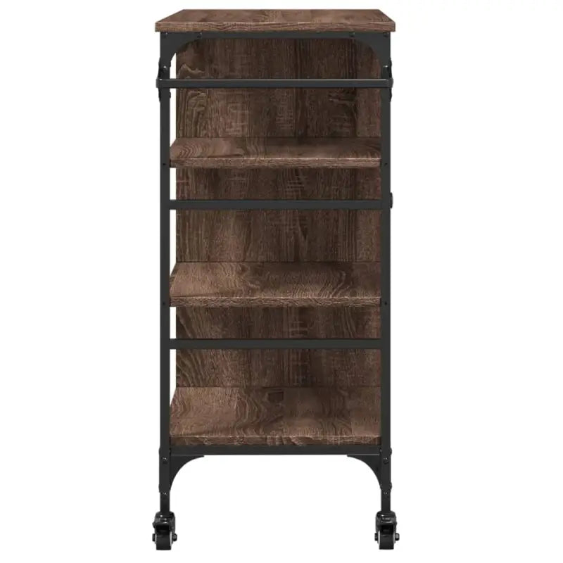 Vintage keukentrolley van bewerkt hout met opbergruimte - Keukentrolleys