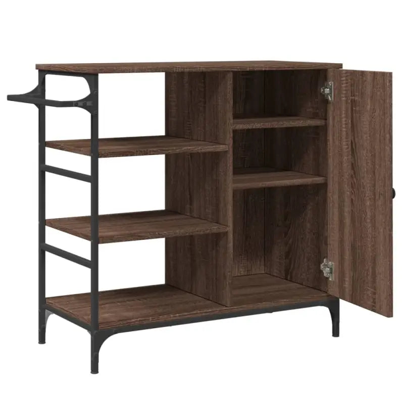 Vintage keukentrolley van bewerkt hout met opbergruimte - Keukentrolleys