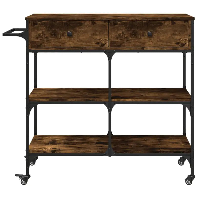 Vintage Keukentrolley van bewerkt hout met veel opbergruimte - Keukentrolleys