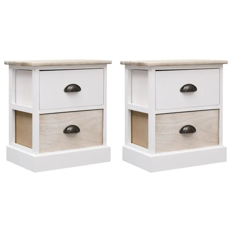 Vintage nachtkastje voor je interieur en telefoonstandaard - Wit en bruin / 2 - Nachtkastjes