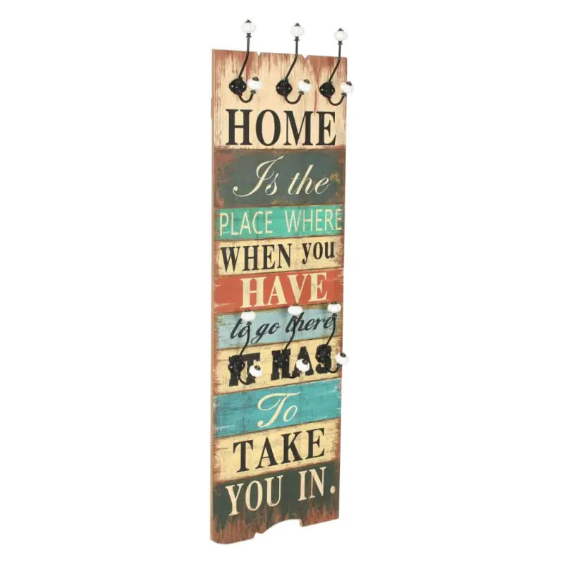 Vintage stijl kapstok met metalen haken en levering bevat - Home Is / 1 - Kapstokken