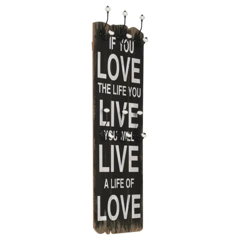 Vintage stijl kapstok met metalen haken en levering bevat - Love Life / 1 - Kapstokken