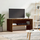 Vintage tv-meubel van bewerkt hout met open vak voor je interieur - bruin eikenkleur / 1 - Tv-meubels
