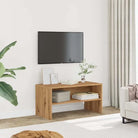 Vintage tv-meubel van bewerkt hout met open vak voor je interieur - artisanaal eikenkleurig / 1 - Tv-meubels