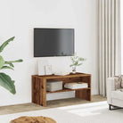 Vintage tv-meubel van bewerkt hout met open vak voor je interieur - Oud hout / 1 - Tv-meubels