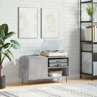 Vinyl Platenkast met stevige blad en ijzeren poten van bewerkt hout - Betongrijs / 1 - Cd- & dvd-kasten