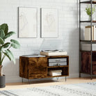 Vinyl Platenkast met stevige blad en ijzeren poten van bewerkt hout - Gerookt eiken / 1 - Cd- & dvd-kasten