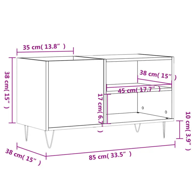 Vinyl Platenkast met stevige blad en ijzeren poten van bewerkt hout - Cd- & dvd-kasten