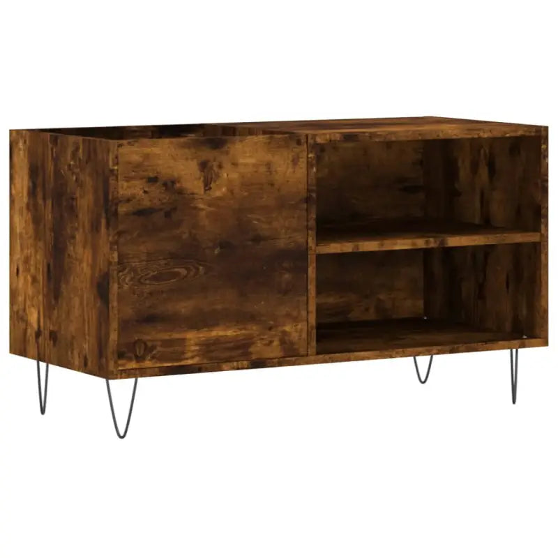 Vinyl Platenkast met stevige blad en ijzeren poten van bewerkt hout - Cd- & dvd-kasten