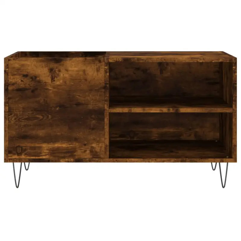Vinyl Platenkast met stevige blad en ijzeren poten van bewerkt hout - Cd- & dvd-kasten