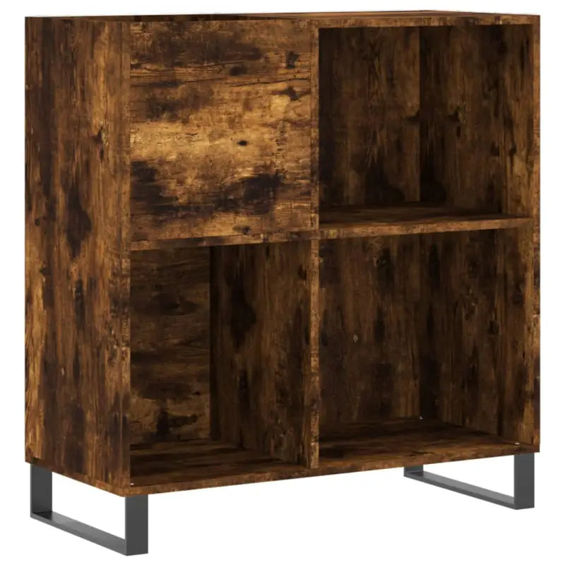 Vinylplaatkast met stevige blad en ijzeren poten van bewerkt hout - Cd- & dvd-kasten