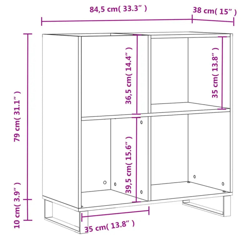 Vinylplaatkast met stevige blad en ijzeren poten van bewerkt hout - Cd- & dvd-kasten