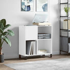 Vinylplaatkast met stevige blad en ijzeren poten van bewerkt hout - Wit / 1 - Cd- & dvd-kasten