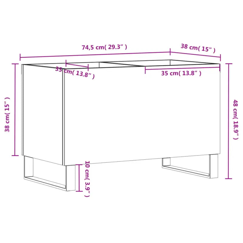 Vinylplaten kast met stevige blad en ijzeren poten van bewerkt hout - Cd- & dvd-kasten