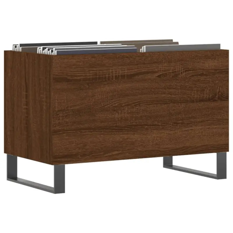 Vinylplaten kast met stevige blad en ijzeren poten van bewerkt hout - Cd- & dvd-kasten