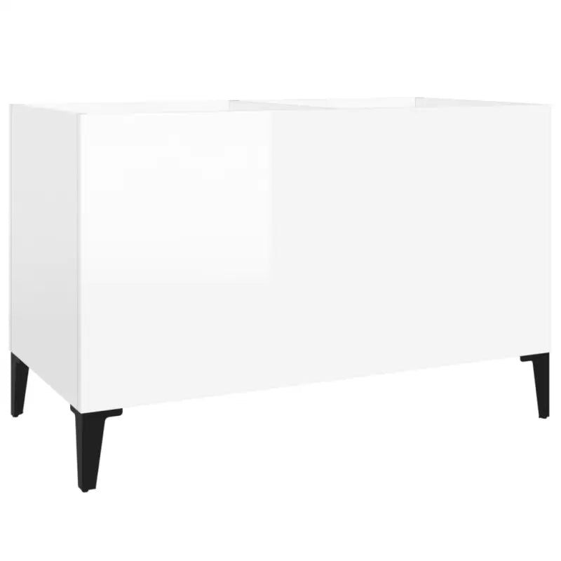 Vinylplatenkast in hoogglans wit met metalen poten en bewerkt hout - Cd- & dvd-kasten