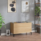 Vinylplatenkast in hoogglans wit met metalen poten en bewerkt hout - Sonoma eiken / 1 - Cd- & dvd-kasten