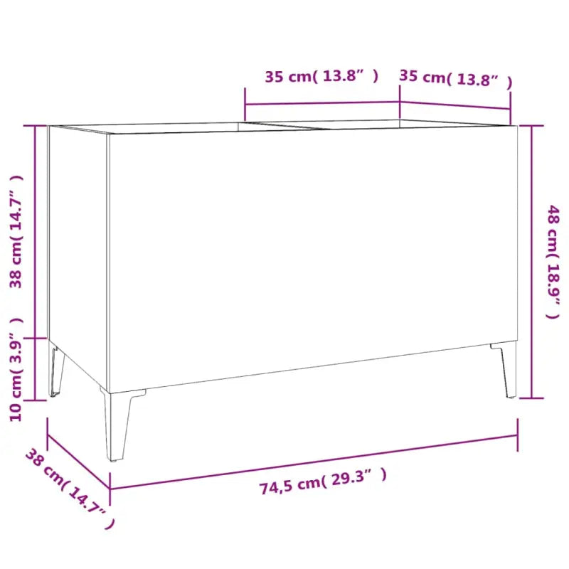 Vinylplatenkast in hoogglans wit met metalen poten en bewerkt hout - Cd- & dvd-kasten