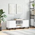 Vinylplatenkast met stevige blad en ijzeren poten van bewerkt hout - Wit / 1 - Cd- & dvd-kasten