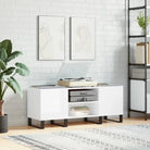 Vinylplatenkast met stevige blad en ijzeren poten van bewerkt hout - Hoogglans wit / 1 - Cd- & dvd-kasten