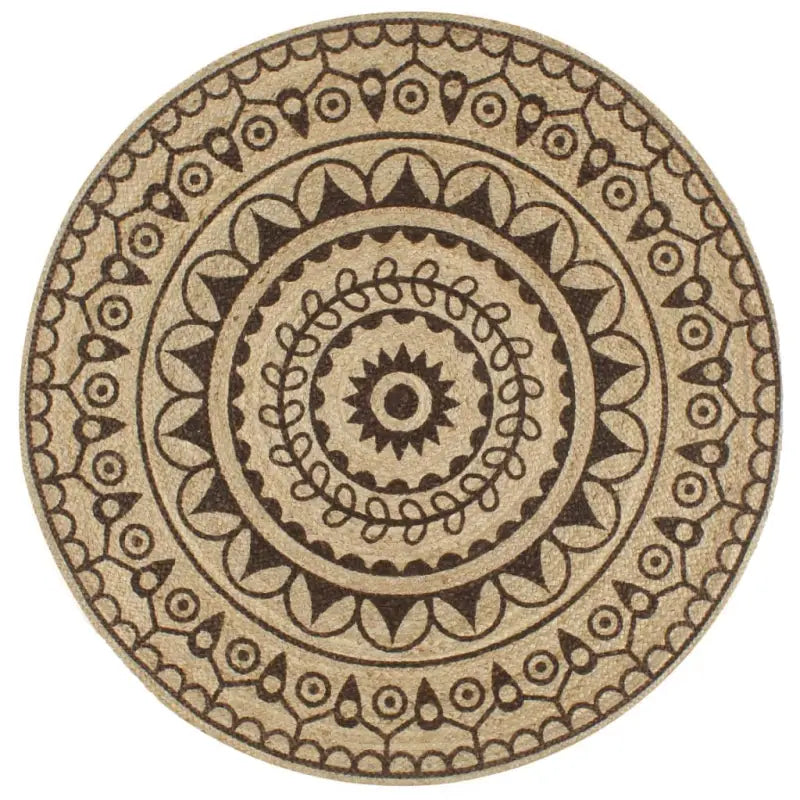 Vloerkleed met driehoek print van gevlochten jute voor een natuurlijke look - 120 cm / Bruin bloempatroon - Vloerkleden