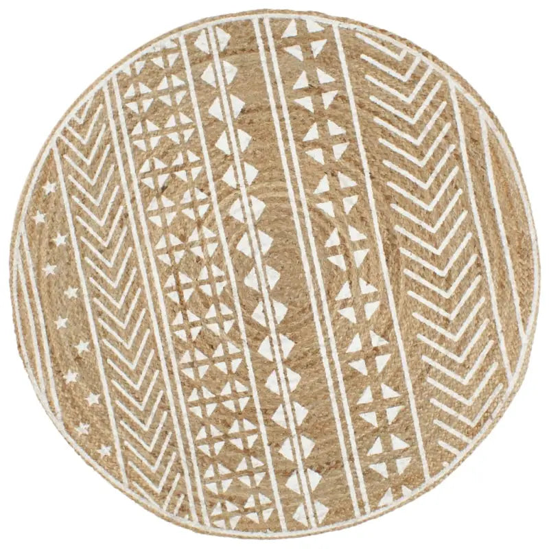 Vloerkleed met driehoek print van gevlochten jute voor een natuurlijke look - 150 cm / Geometrisch patroon - Vloerkleden