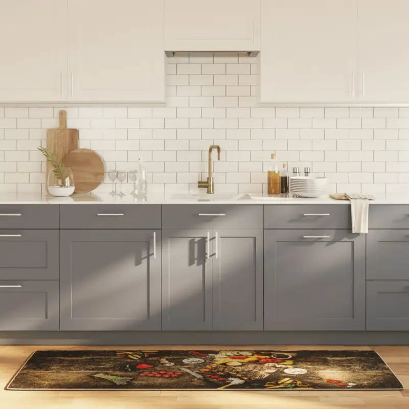 Vloerkleed met levendige kleuren en zacht fluweel voor de keuken - Bruin - Vloerkleden