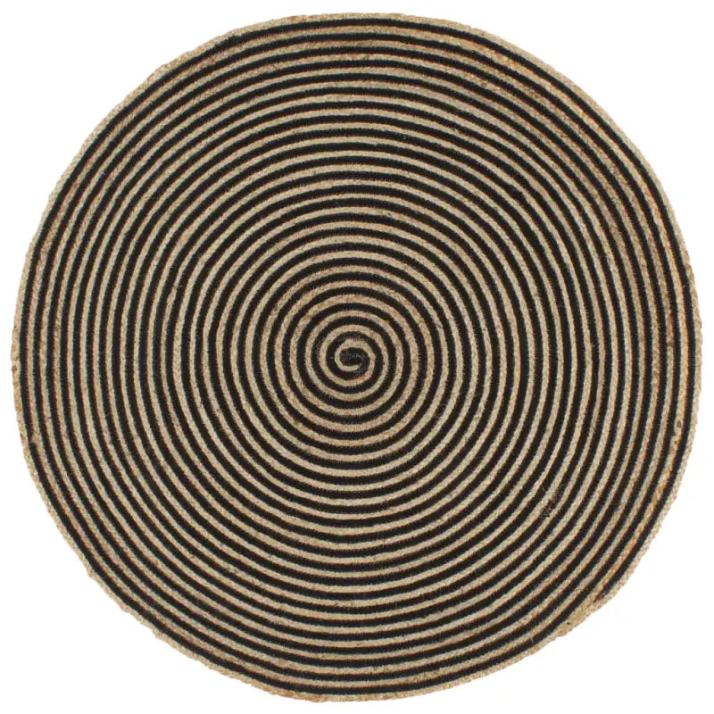Vloerkleed met spiraal ontwerp van gevlochten jute voor een natuurlijke uitstraling - Zwart / 150 cm - Vloerkleden