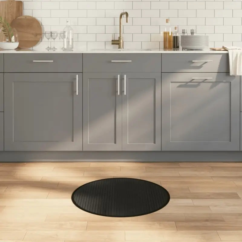 Vloerkleed van Bamboe met neutrale kleuren en gemakkelijk schoon te maken - Zwart / 60 cm - Vloerkleden