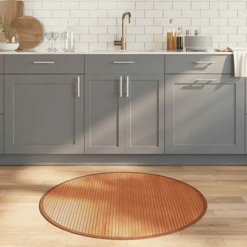 Vloerkleed van Bamboe met neutrale kleuren en gemakkelijk schoon te maken - Bruin / 100 cm - Vloerkleden